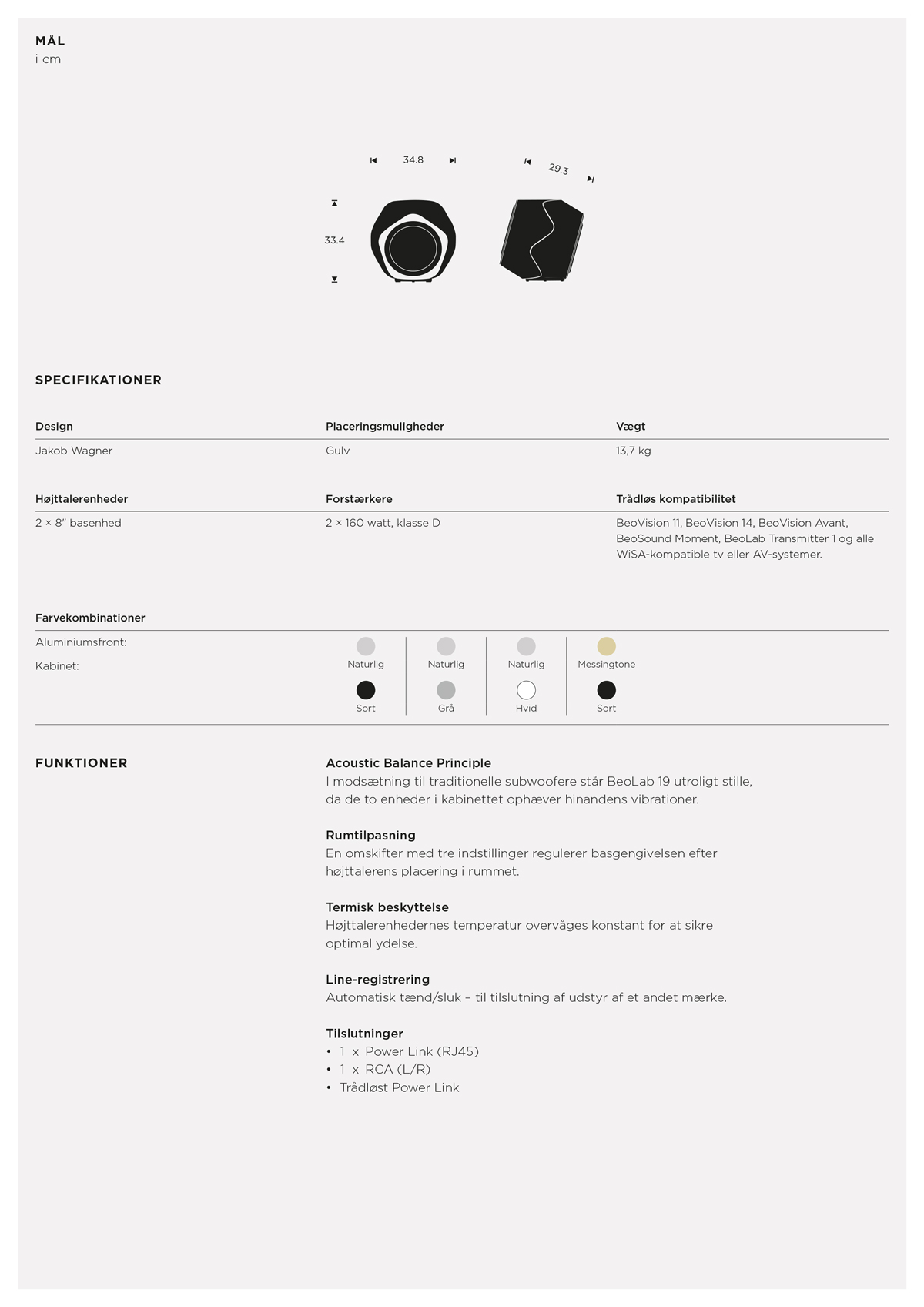 BeoLab 19 - produktark