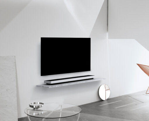 Beosound Stage OLED TV - Sølv/Sort på bordstand